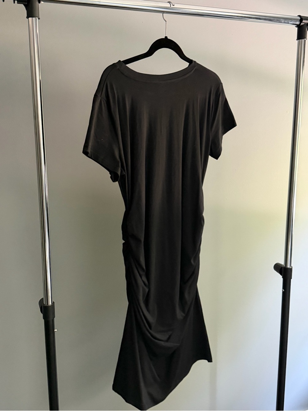 Women's Black Ruched T-Shirt Dress